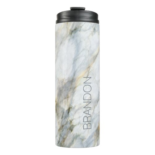 Custom Trendy Blue Gray Brown Marble Stone Texture Thermal Tumbler