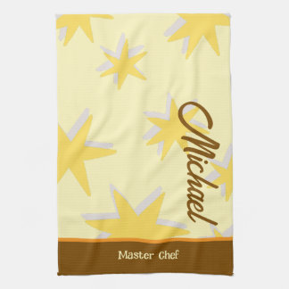Custom trendy calligrahy letter master chef brown kitchen towel