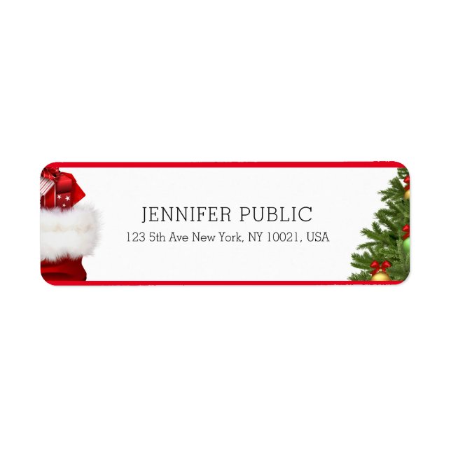 Custom Trendy Christmas Tree Gifts Template Label (Front)