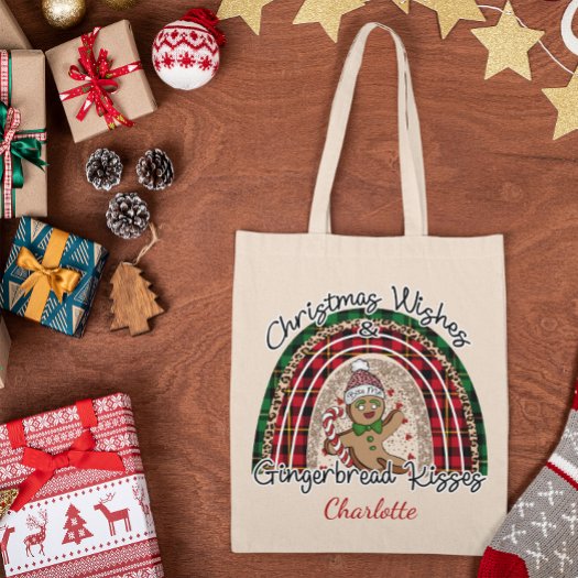 Custom Trendy Christmas Wishes Gingerbread Kisses