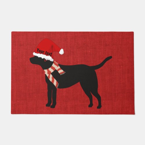 Custom Trendy cute funny dog black labrador red Doormat