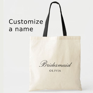 Custom Trendy Elegant Bachelorette Bridesmaid Name Tote Bag