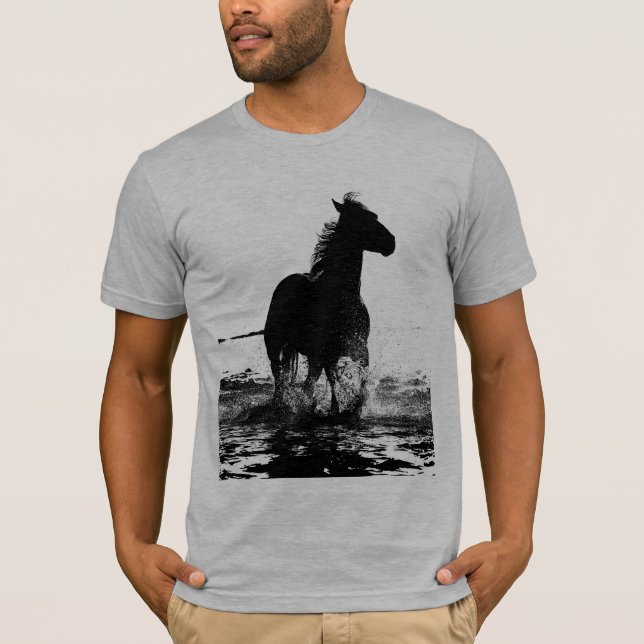 Custom Trendy Elegant Modern Pop Art Running Horse T-Shirt (Front)