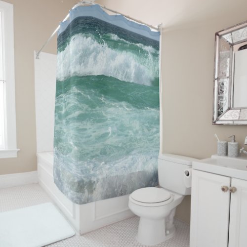 Custom Trendy Elegant Modern Waves Template Shower Curtain