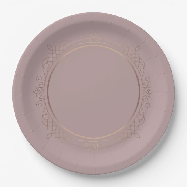 Custom Trendy Elegant Rose Gold Blank Template Paper Plates (Front)