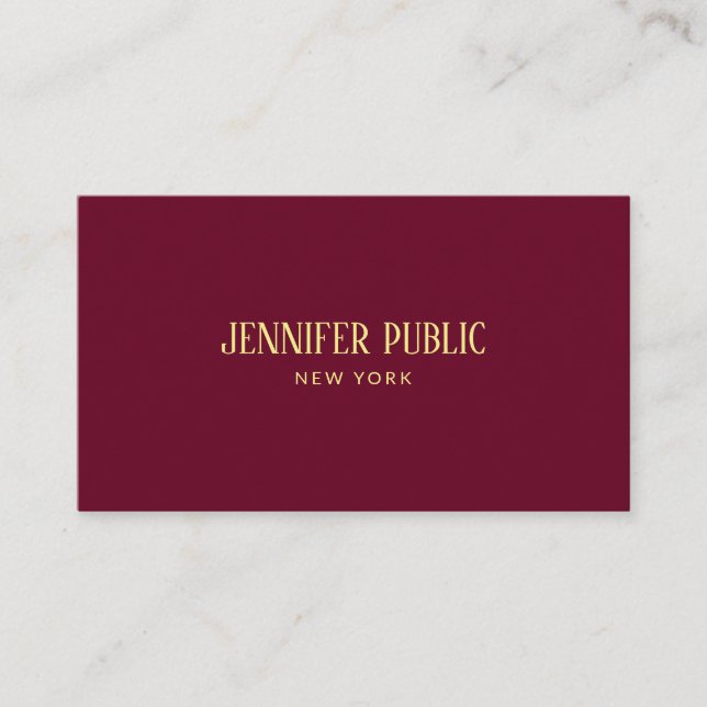 Custom Trendy Elegant Ruby Red & Gold Luxury Business Card (Front)