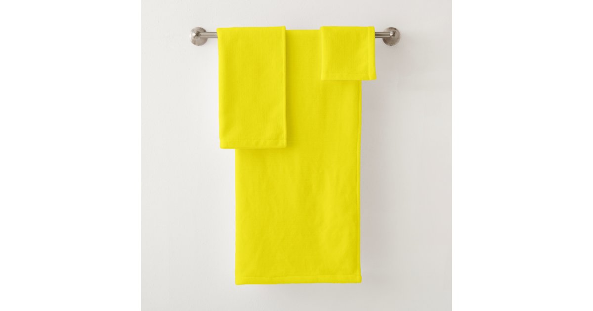 Custom Trendy Elegant Solid Color Bright Yellow Bath Towel Set | Zazzle