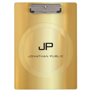 Custom Trendy Faux Gold Monogram Elegant Classic Clipboard