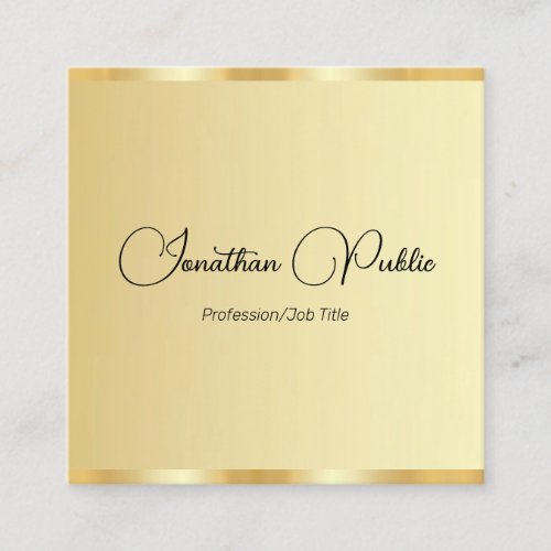 Custom Trendy Gold Look Typography Template Square Business Card
