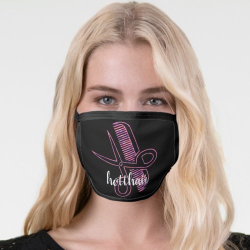 Custom Trendy Hairstylist Pink  Purple Watercolor Face Mask