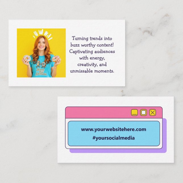 Custom Trendy Influencer Social Media Browser Business Card (Front/Back)