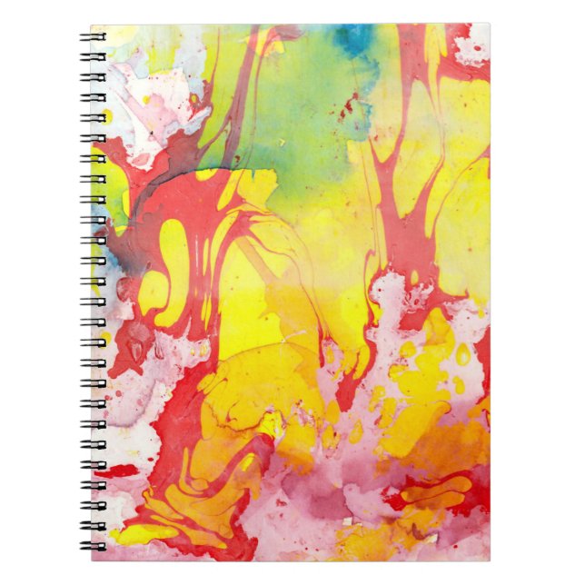 Custom Trendy Modern Abstract Yellow Red Blue Notebook (Front)