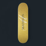 Custom Trendy Monogram Faux Gold Foil  Skateboard<br><div class="desc">A custom trendy stylish faux gold foil skateboard with monogram. A stylish script initial for a touch of chic elegance. Add some sparkle to your boarding experience. Personalize with your name, monogram, initial or text. If you prefer, you can change text color and font style using the customize it further...</div>