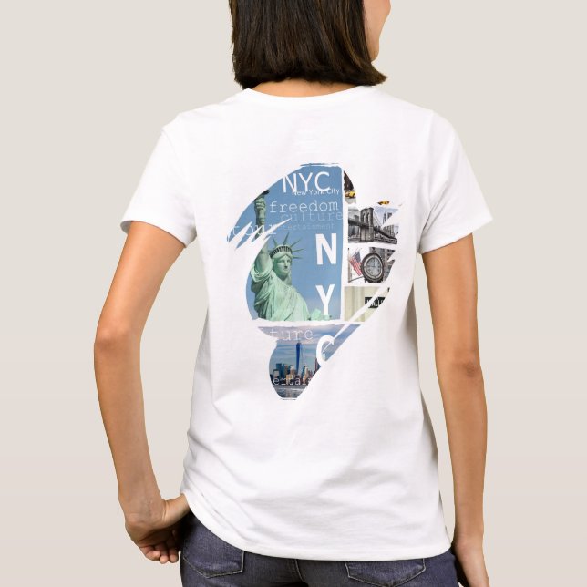 Custom Trendy New York City Manhattan Nyc Liberty T-Shirt (Back)