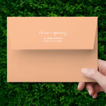 Custom Trendy Peach Fuzz Elegant 5x7 Envelope<br><div class="desc">A peach 5x7 envelope with a white lining Inside. This elegant,  trendy and modern solid peach envelope is a classy way to send invitations. You can customize your address with gold text on the back flap. Perfect for weddings,  birthdays,  sweet sixteen,  bridal showers and baby showers.</div>