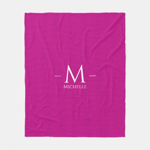 Custom Trendy Pink Monogram Name Template Medium Fleece Blanket