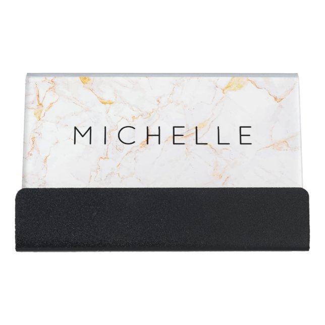 Custom Trendy Professional Modern and Simple Desk Business Card Holder (Front)