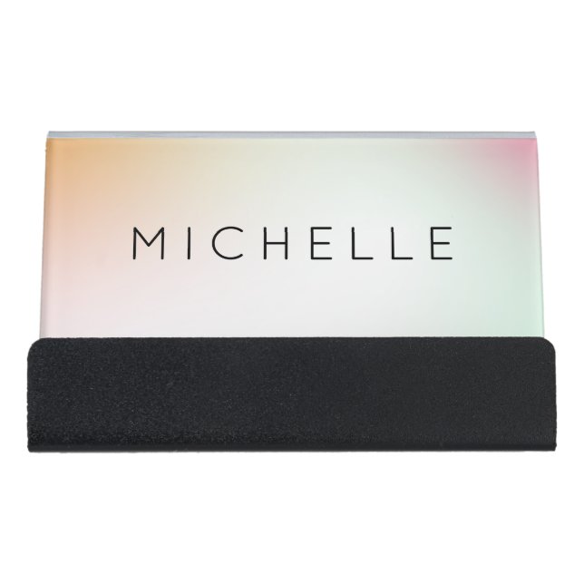 Custom Trendy Professional Modern and Simple Desk Business Card Holder (Front)