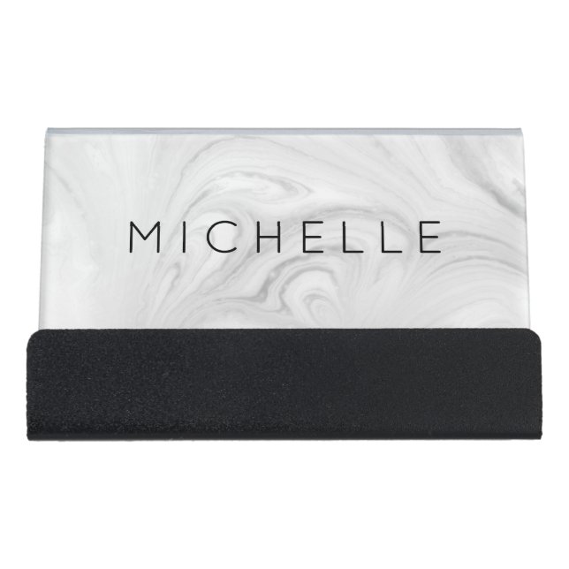 Custom Trendy Professional Modern and Simple Desk Business Card Holder (Front)