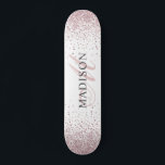 Custom Trendy Rose Gold Glitter Monogram  Skateboard<br><div class="desc">A custom trendy stylish rose gold glitter skateboard with monogram. A stylish script initial for a touch of chic elegance. Add some sparkle to your boarding experience. Personalize with your name, monogram, initial or text. If you prefer, you can change text color and font style using the customize it further...</div>