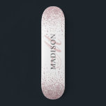 Custom Trendy Rose Gold Glitter Monogram  Skateboard<br><div class="desc">A custom trendy stylish rose gold glitter skateboard with monogram. A stylish script initial for a touch of chic elegance. Add some sparkle to your boarding experience. Personalize with your name, monogram, initial or text. If you prefer, you can change text color and font style using the customize it further...</div>