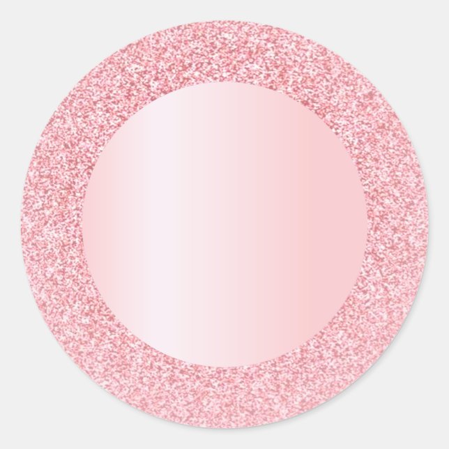 Custom Trendy Rosegold Glitter Blank Template Classic Round Sticker (Front)