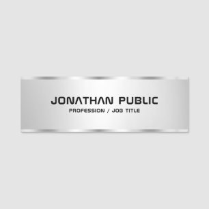 Custom Trendy Silver Look Elegant Modern Template Name Tag