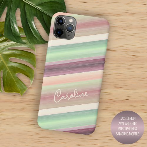 Custom Trendy Spring Colors Watercolor Art Stripes iPhone 11 Pro Max Case