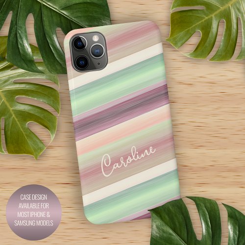 Custom Trendy Spring Colors Watercolor Art Stripes iPhone 12 Case