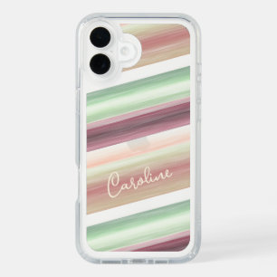Custom Trendy Spring Colors Watercolor Art Stripes iPhone 16 Plus Case