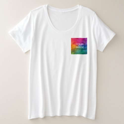 Custom Trendy White Color Template Upload Image Plus Size T_Shirt