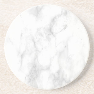 Custom Trendy White Marble Elegant Template Round Coaster