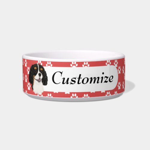 Custom Tri Color Cavalier King Charles Spaniel  Bowl