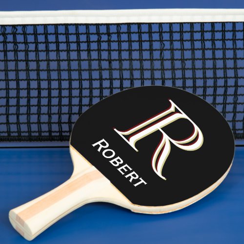 Custom Tri_Color Monogram Name Ping Pong Paddle