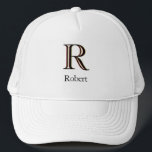 Custom Tri-Color Monogram Name Trucker Hat<br><div class="desc">UNIQUE LAYERING OF THE MONOGRAM -- look closely and you will see three colors, which gives it the feeling of depth. Personalized additionally with the first name. Special idea for a gift or you might just enjoy for yourself! If you have any design questions or a special request, please send...</div>