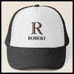 Custom Tri-Color Monogram Name Trucker Hat<br><div class="desc">UNIQUE LAYERING OF THE MONOGRAM -- look closely and you will see three colors, which gives it the feeling of depth. Personalized additionally with the first name. Special idea for a gift or you might just enjoy for yourself! If you have any design questions or a special request, please send...</div>