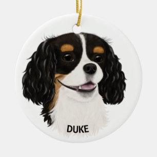 Custom Tri-Colored Cavalier King Spaniel  Ceramic Ornament