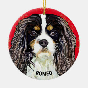 Custom Tri-Colored Cavalier King Spaniel  Ceramic Ornament