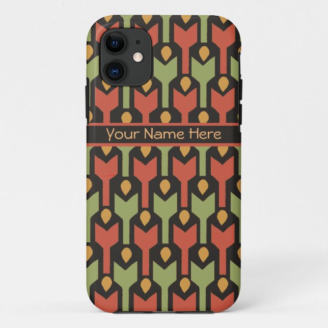Custom Tribal Egyptian Red Green Arrow Pattern Case-Mate iPhone Case (Back)