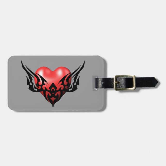 Custom Tribal Heart Luggage Tag (Front Horizontal)