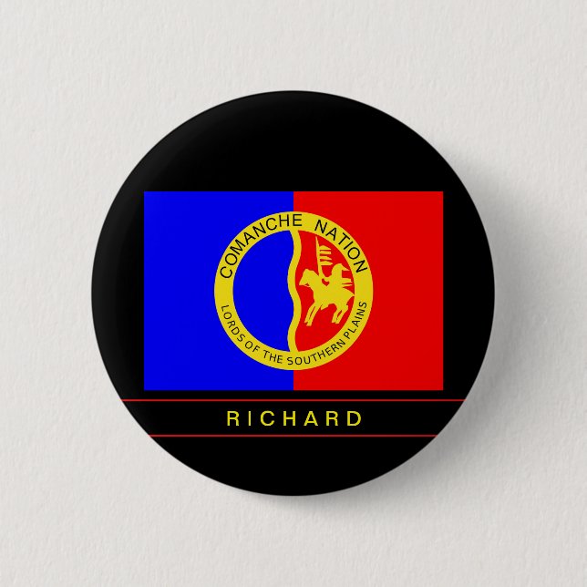 Custom Tribal Native American Comanche Nation Flag Button (Front)