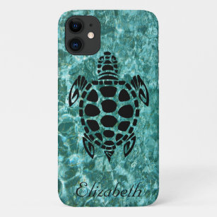 Custom Tribal Sea Turtle Aqua Blue iPhone 11 Case