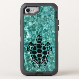 Custom Tribal Sea Turtle Aqua Blue OtterBox Defender iPhone 8/7 Case
