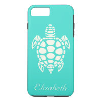 Custom Tribal Sea Turtle Turquoise and Ivory