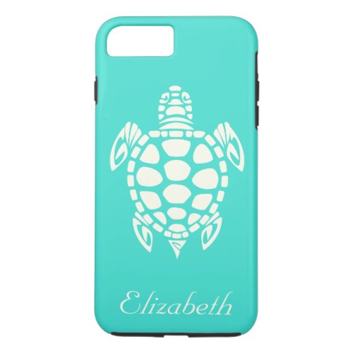 Custom Tribal Sea Turtle Turquoise and Ivory iPhone 8 Plus7 Plus Case