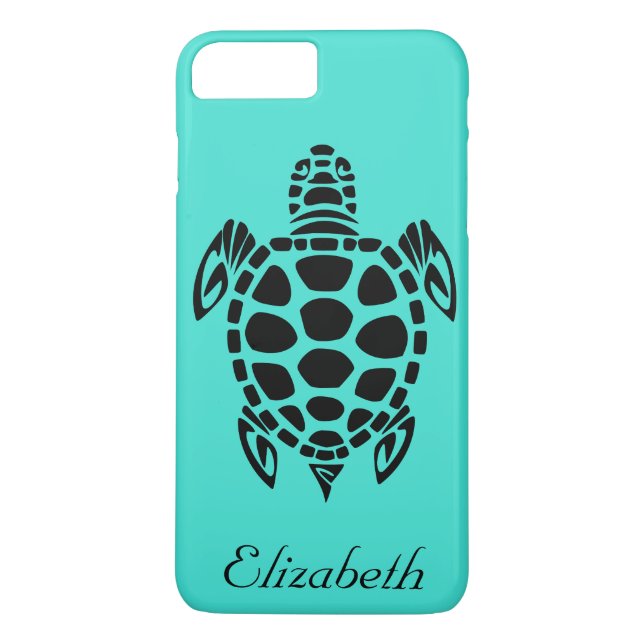Custom Tribal Sea Turtle Turquoise Case-Mate iPhone Case (Back)