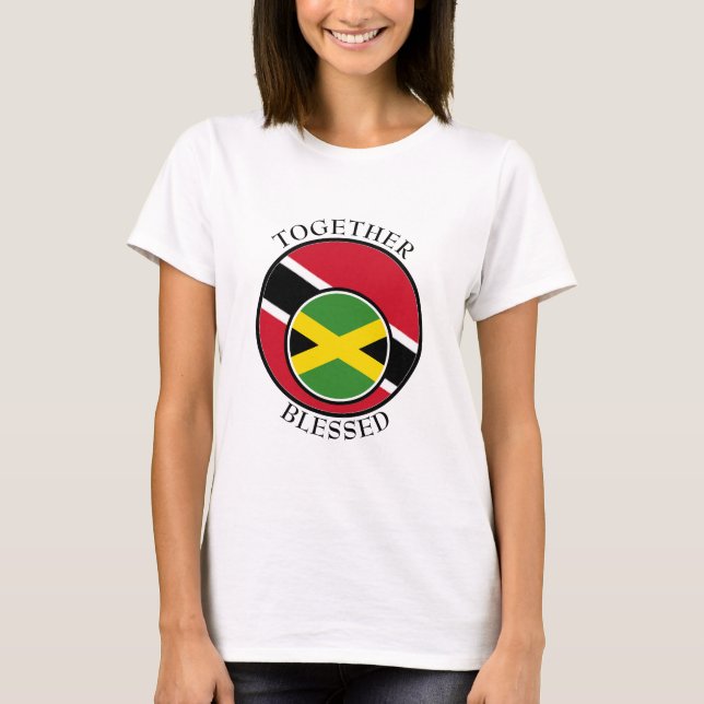 Custom TRINIDAD JAMAICA Flag T-Shirt (Front)