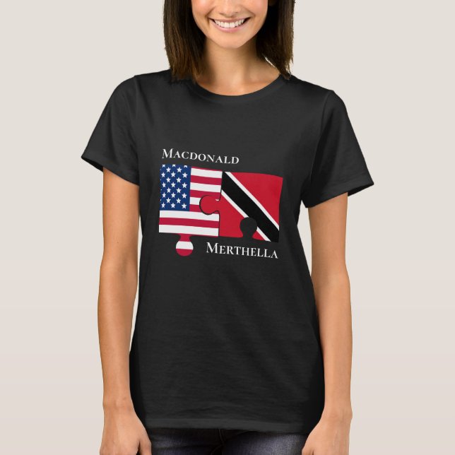 Custom Trinidad USA American Flag  T-Shirt (Front)