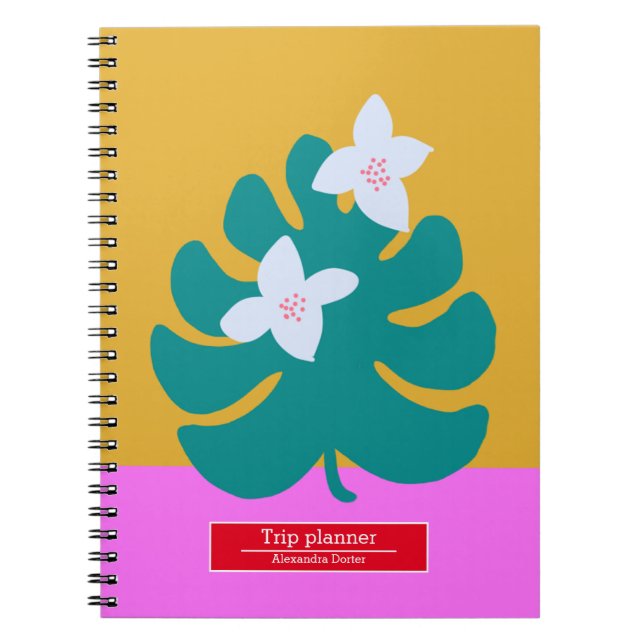 Custom trip travel name modern floral Notebook (Front)
