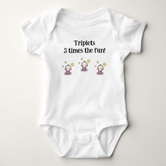 Custom Triplets Baby Gift, Newborn Triplet Girls,  Baby Bodysuit (Front)
